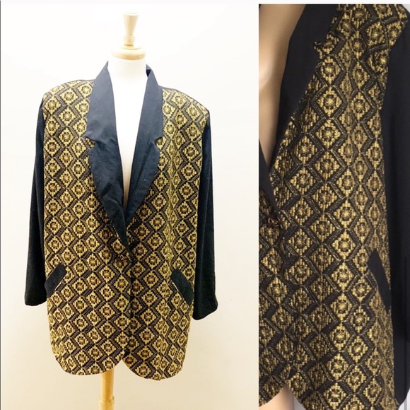*HOST PICK* 90’s Black Gold Blazer 2X - Picture 6 of 7